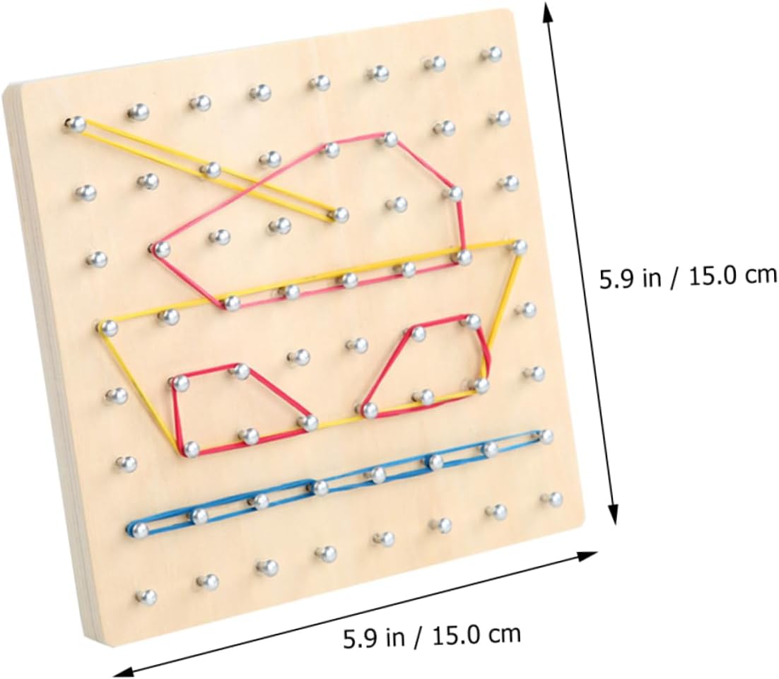 BESPORTBLE Boys and Girls Mathematics Learning Tools Geoboard for Boys and Girls Nail Board Elastic Strips Educational Geometry Tool Creative Teaching Aid