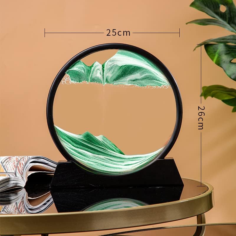 Arthink Moving Sand Art Picture in Motion Round Glass 3D Deep Sea Landscape, Dynamic Sand Art Sandscapes, Sensory Relaxing Desktop