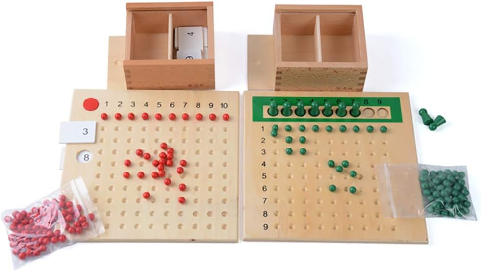 Kghios Montessori Multiplication and Division Board Montessori Math Toys Material for Toddlers Kids,Multiplication & Division Board