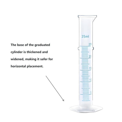 Plastic Graduated Cylinder Set - 25ml/50ml/100ml Measuring Cylinders for Science Lab, Chemistry Experiments, Kids Education - Shatterproof, Durable & BPA-Free (6-Pack 25ml)