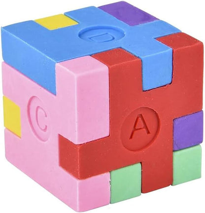 The Dreidel Company Colorful Puzzle Cube Eraser, Miniature Pencil Erasers, School Supplies, Brain Teasers Party Favor (12-Pack)