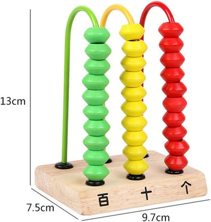 Montessori 3-Row Wooden Abacus for Kids, Math Manipulative Counter for 1St Grade