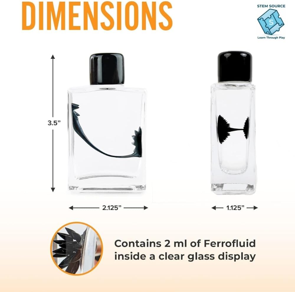 Ferrofluid Magnetic Display – Science Education Magnetism Kit – Interactive Liquid Metal Physics Demonstration – Executive Desk Décor with Neodymium Magnets – STEM Learning Tool