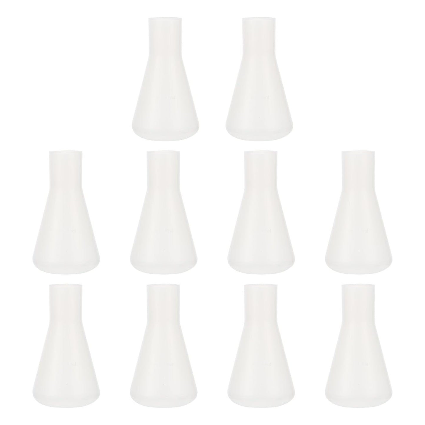 PartyKindom 10 Pcs Plastic Erlenmeyer Flask Set, 100ml Shatterproof Conical Science Flasks for Kids STEM Experiments, Classroom Education & Science Party Supplies