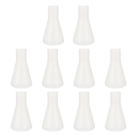 PartyKindom 10 Pcs Plastic Erlenmeyer Flask Set, 100ml Shatterproof Conical Science Flasks for Kids STEM Experiments, Classroom Education & Science Party Supplies