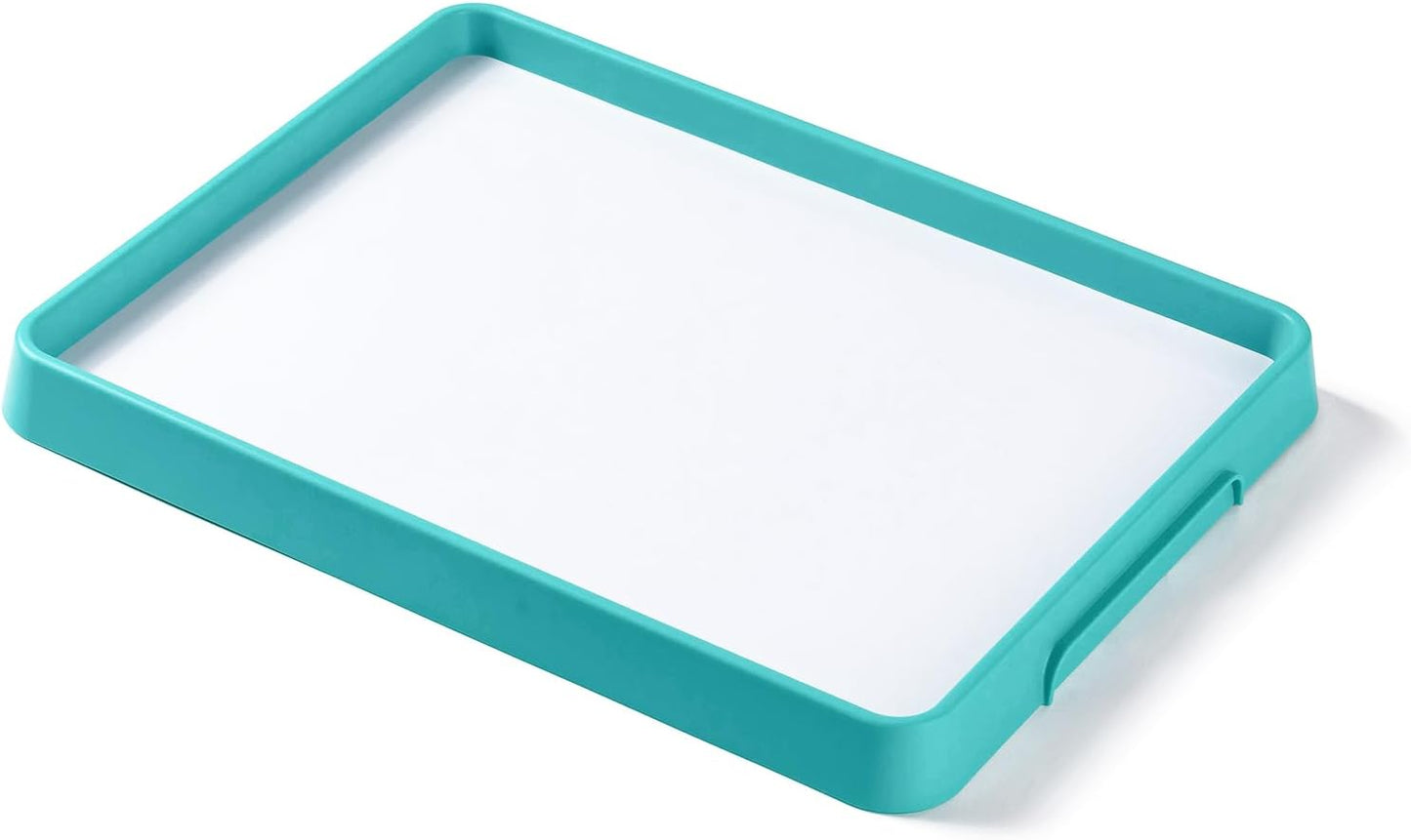 Magnetic Tray – Magnetic Whiteboard for Kids with Dry Erase Surface, Stackable Magnetic Dry Erase Activity Tray（Cyan）
