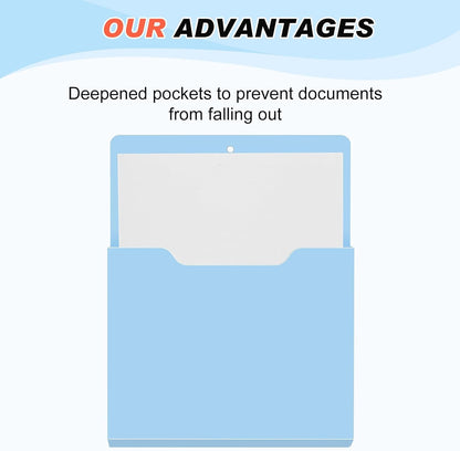 Fuutreo 6 Pcs Magnetic Wall File Organizer Magnetic Wall File Holder Refrigerator Magazine Holder for Mail Letters Paper(Aqua Green,Vertical-large)