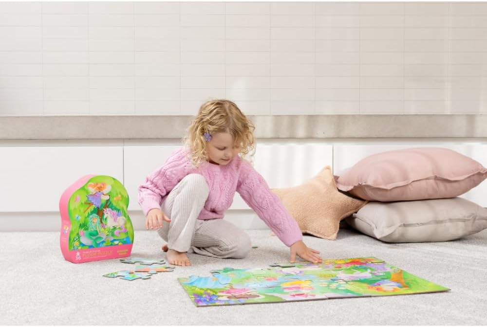 Crocodile Creek 36-Piece Jigsaw Floor Puzzle - Shark Reef - for Kids Ages 3-5 - Heavy-Duty Shaped Box for Storage - 24" W x 18" H Finished
