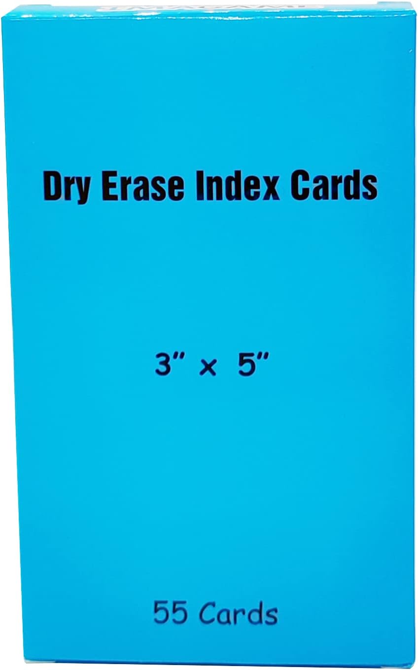 IMAGAME Dry Erase Index Cards, 3” x 5”, 55pcs Laminated Cards, Both Sides Blank, Reusable Dry Erase Note Cards for School, Office, Home, to Do Lists, Multipurpose Index Card Sheets