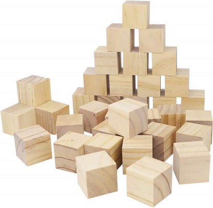 Wood Blocks for Crafts, Unfinished Wood Cubes, 2 Inch Natural Wooden Blocks, Pack of 8 Wood Square Blocks, Wooden Cubes for Arts and Crafts and DIY Projects