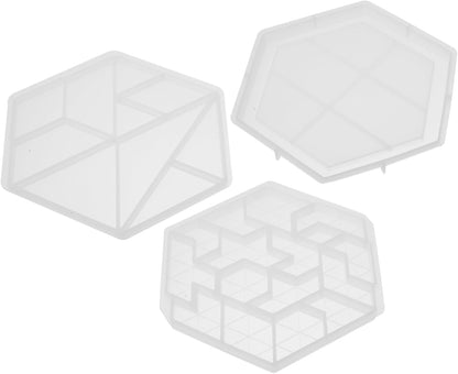 DECHOUS 3pcs Tangram Mold Silicone Molds for Resin Puzzles Geometric Shape Silicone Tray Kids Puzzle Crystal Tray DIY Art Creative Tangram Mould Jigsaw