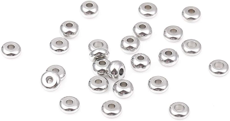 BEADIA Stainless Steel Spacer Beads 3x2.5mm Round Loose Charm Caps Beads for DIY Jewelry Making 100pcs with 1mm Hole