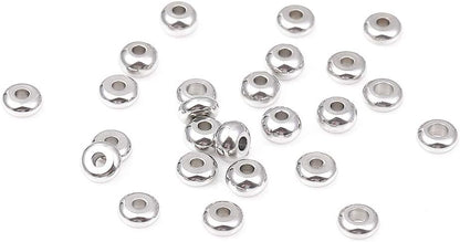 BEADIA Stainless Steel Spacer Beads 3x2.5mm Round Loose Charm Caps Beads for DIY Jewelry Making 100pcs with 1mm Hole
