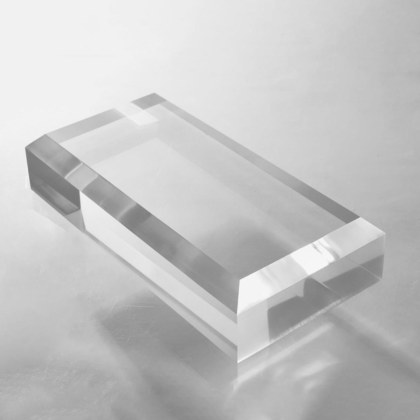 CiaoHER 2in Thickness Beveled Solid Acrylic Display Block Clear Polished Pedestal Stand Riser Solid Base (10x10)