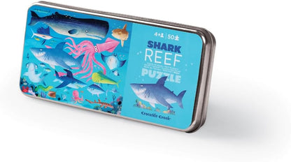 Crocodile Creek 50-Piece Jigsaw Puzzle - Fun Table or Floor Puzzles for Kids Ages 4-6 and Up - Includes Heavy-Duty Shaped Box for Storage - Shark Reef - 12" x 8" Finished