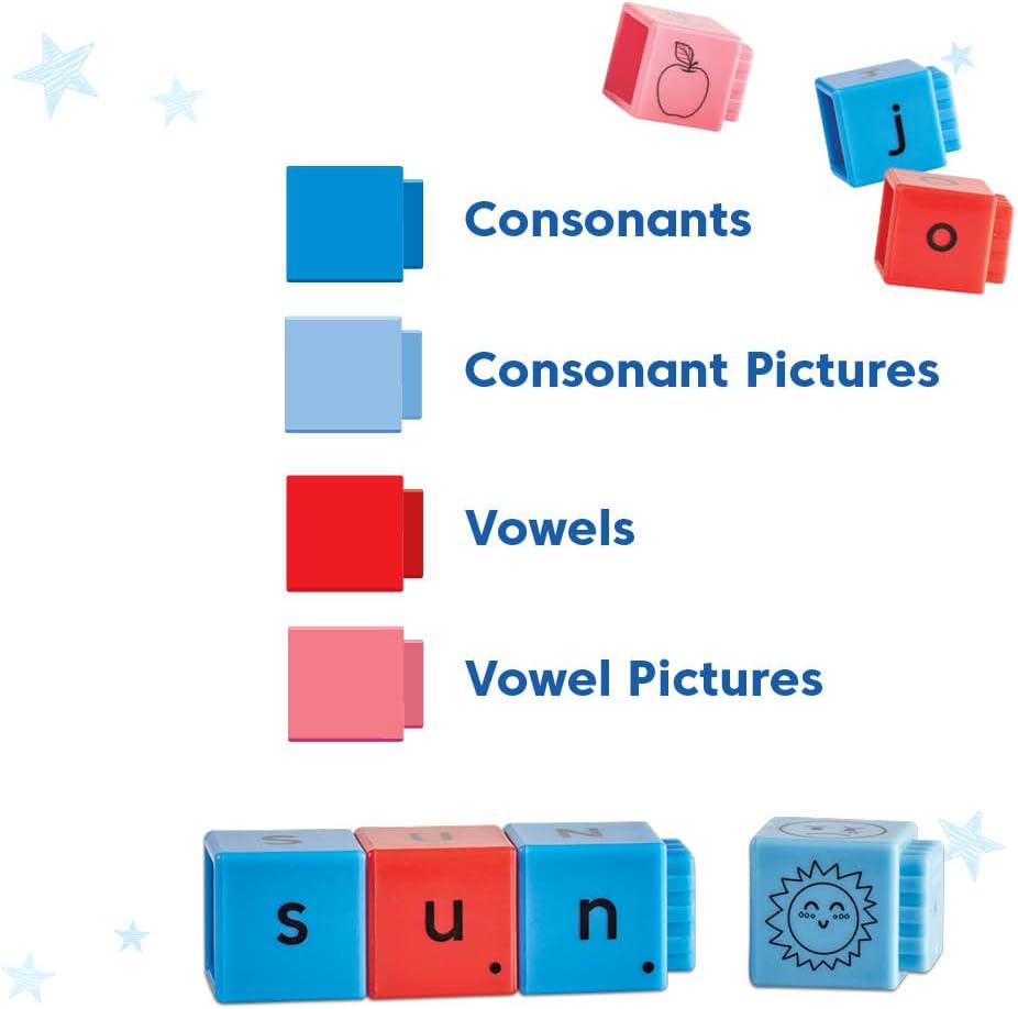 hand2mind Reading Rods Alphabet & Phonemic Awareness, Word Building Activities, Letter Blocks, CVC Words for Kindergarten, Spelling Toys, Reading Tools for Kids, Science of Reading Manipulatives