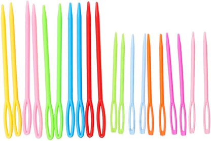 Hekisn Large-Eye Plastic Sewing Needles, Colorful Safety Lacing Needles, 2 Different Sizes Yarn Sewing Needle, Learning Needles for DIY Sewing Handmade Crafts，2.76 &2.1 inch (16 Pieces)