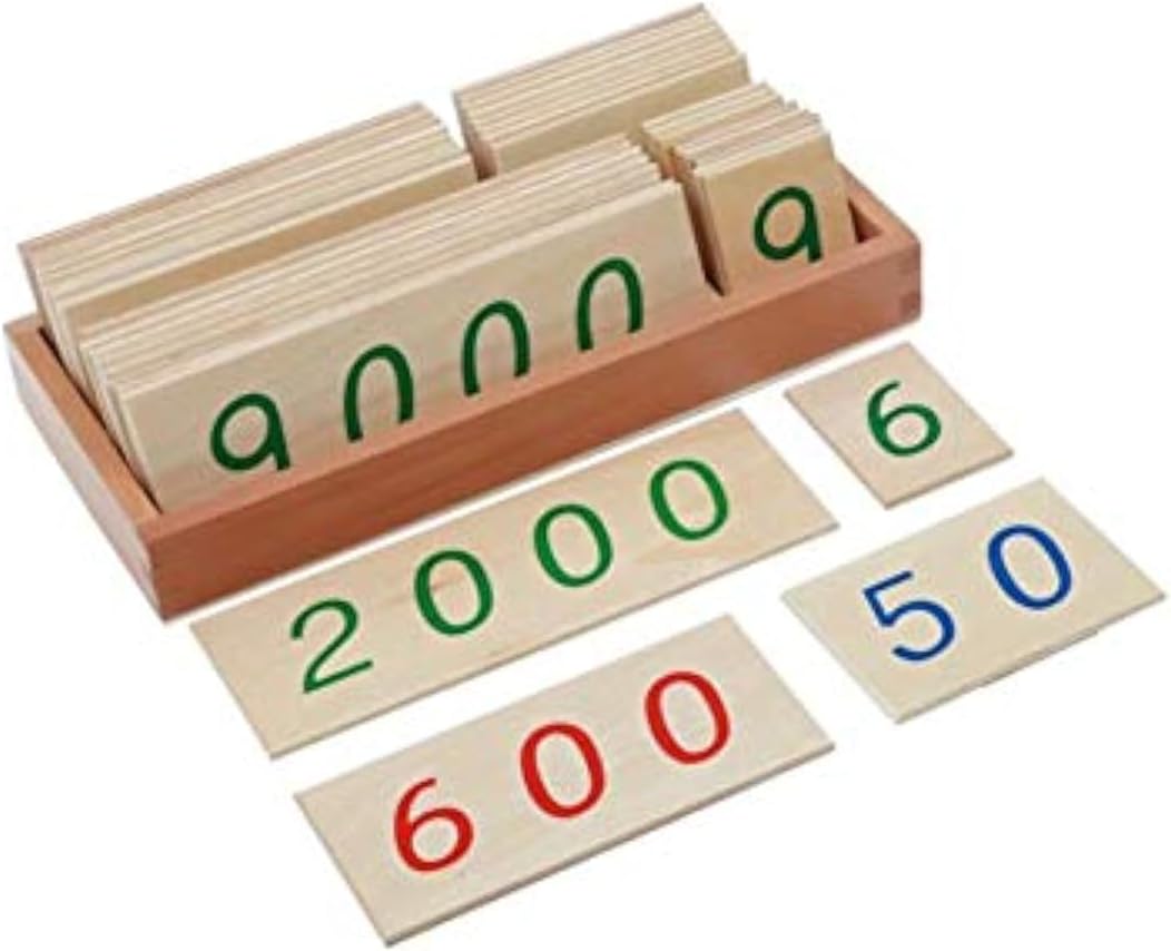 Adena Montessori Materials-Small Wooden Number Cards with Box (1-9000)