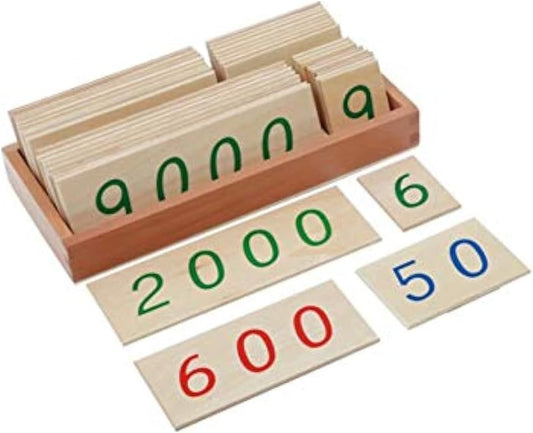 Adena Montessori Materials-Small Wooden Number Cards with Box (1-9000)