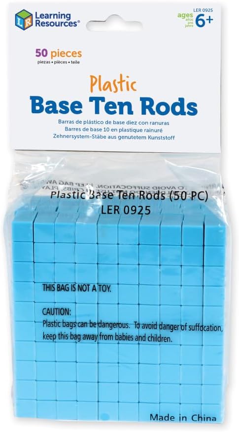 Learning Resources Base Ten Blocks Smart Pack - 121 Pieces, Ages 6+, Grades 1+, Math First Grade Games, School Supplies