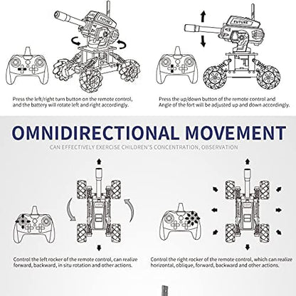 VANLINNY Robot Kits,360° Drifting RC Tank Toy,Science Projects for Ages 13+, STEM Educational Kit for Beginner,10 mph Fast DIY Remote Control Car,Programmable/Rechargeable, for Birthday.