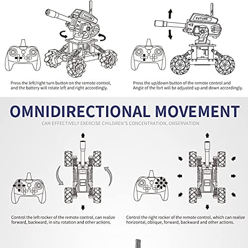 VANLINNY Robot Kits,360° Drifting RC Tank Toy,Science Projects for Ages 13+, STEM Educational Kit for Beginner,10 mph Fast DIY Remote Control Car,Programmable/Rechargeable, for Birthday.