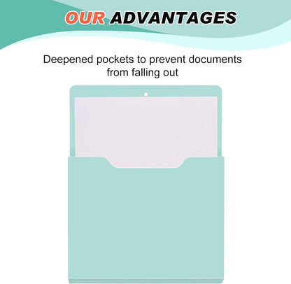 Fuutreo 6 Pcs Magnetic Wall File Organizer Magnetic Wall File Holder Refrigerator Magazine Holder for Mail Letters Paper(Aqua Green,Vertical-large)