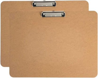 2 Pcs Clipboards with Low Profile Clip,Wood Clipboards Bulk,Office Clipboard Hardboard Drawing Clipboard,Back to School Teacher Classroom Supplies, School Supplies for College Students (Horizontal-A4)