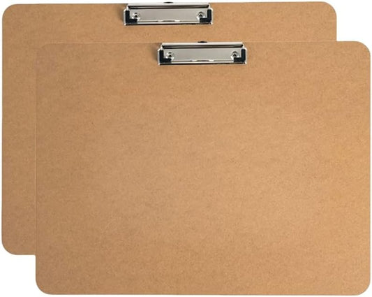 2 Pcs Clipboards with Low Profile Clip,Wood Clipboards Bulk,Office Clipboard Hardboard Drawing Clipboard,Back to School Teacher Classroom Supplies, School Supplies for College Students (Horizontal-A4)