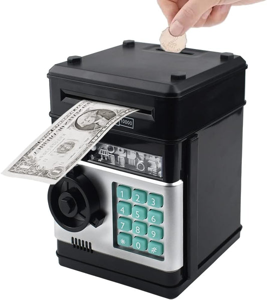 Piggy Bank Electronic Mini ATM for Kids Baby Toy, Safe Coin Banks Money Saving Box Password Code Lock for Children,Boys Girls Best Gift (Silver)