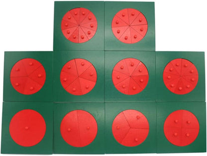 Mfumyy Montessori Wooden Circular Fractions Puzzles Board 10 Pack Learn Fractions Knob Puzzle Early Math Sensorial Education Toys for 3-6 Years