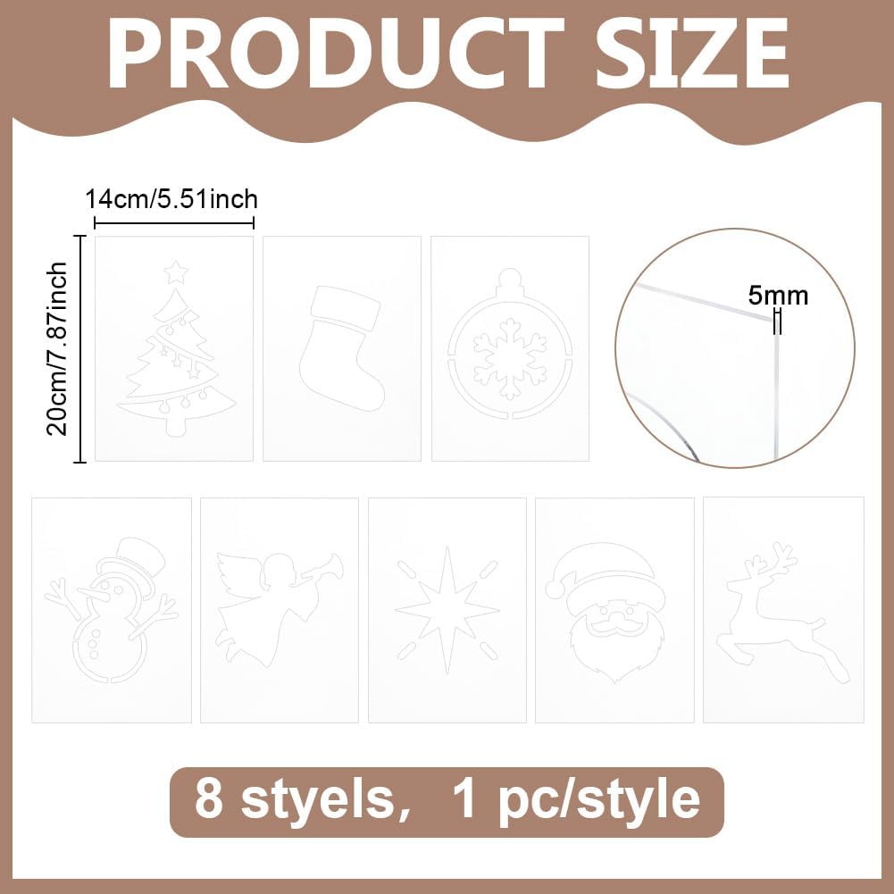INFUNLY 8PCS Xmas Tree Acrylic Router Template 7.8x5.5 Snowflakes Gifts Clear Acrylic Template Christmas Carving Template for Woodworking Curvy Tracing Stencils Router Guide Tool for DIY Crafts