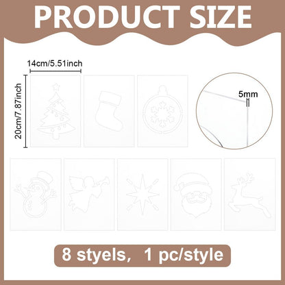 INFUNLY 8PCS Xmas Tree Acrylic Router Template 7.8x5.5 Snowflakes Gifts Clear Acrylic Template Christmas Carving Template for Woodworking Curvy Tracing Stencils Router Guide Tool for DIY Crafts