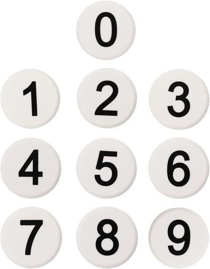 Tupalizy Round 0-9 Number Refrigerator Magnets Fridge Whiteboard Magnetic Pins Stickers Kitchen Home Office School Crafts, 10PCS (White)
