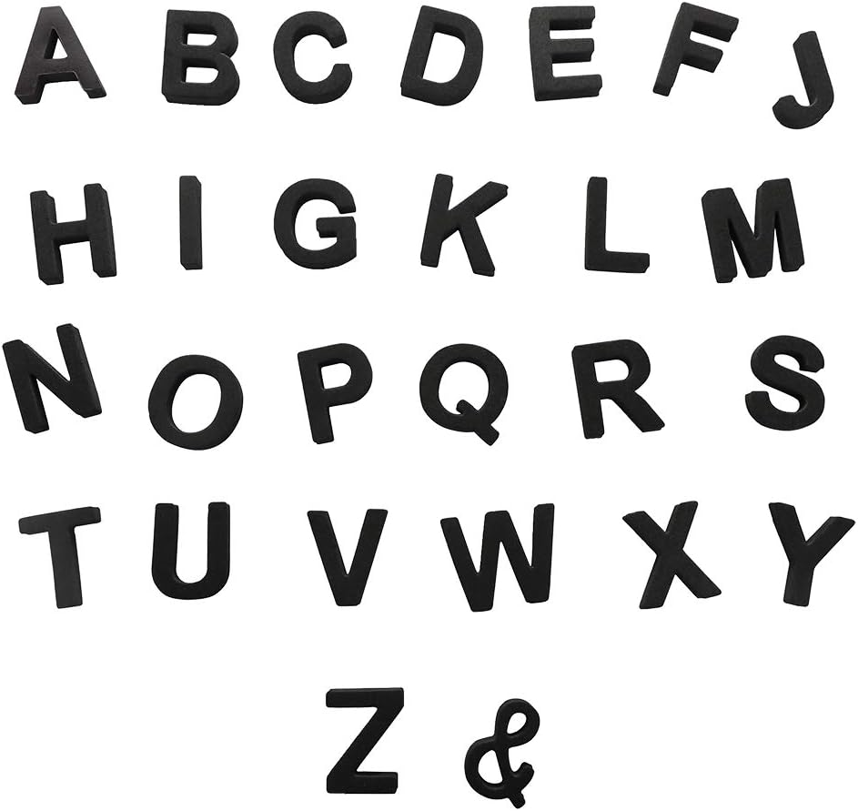 Firlar 124Pcs Magnetic Letters, Uppercase Alphabet ABC Magnets for Fridge Refrigerator, Foam Alphabet Letters Refrigerator Magnets Educational Tools for Spelling and Learning, Black
