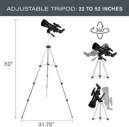 Celestron Travel Scope 70 Portable Refractor Telescope – 70mm Aperture, Fully-Coated Glass Optics – Includes Tripod, Backpack & Software – Ideal for Beginners & Travel