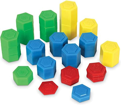 Learning Resources Hexagram Weights - Set of 54 Pieces, Ages 8+, Math Manipulatives for Kids, Teacher Supplies, Back to School, Classroom Must Haves