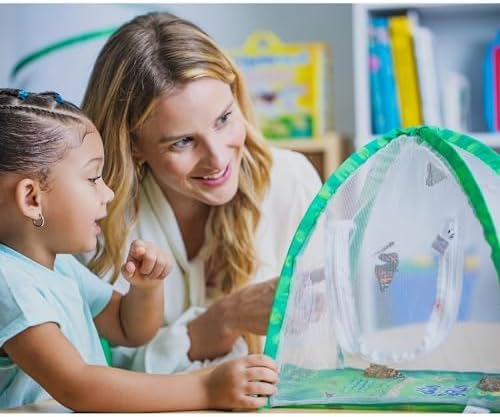 Insect Lore Butterfly Garden Kit with Live Caterpillars – Grow 10 Painted Lady Butterflies - STEM Learning Activity, Habitat with Journal, Stickers, Seeds & Figurines - As Seen on TV