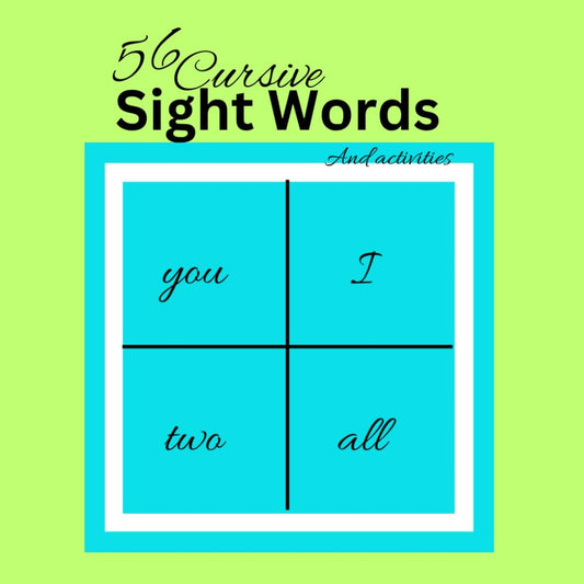 56 Cursive Sight Words