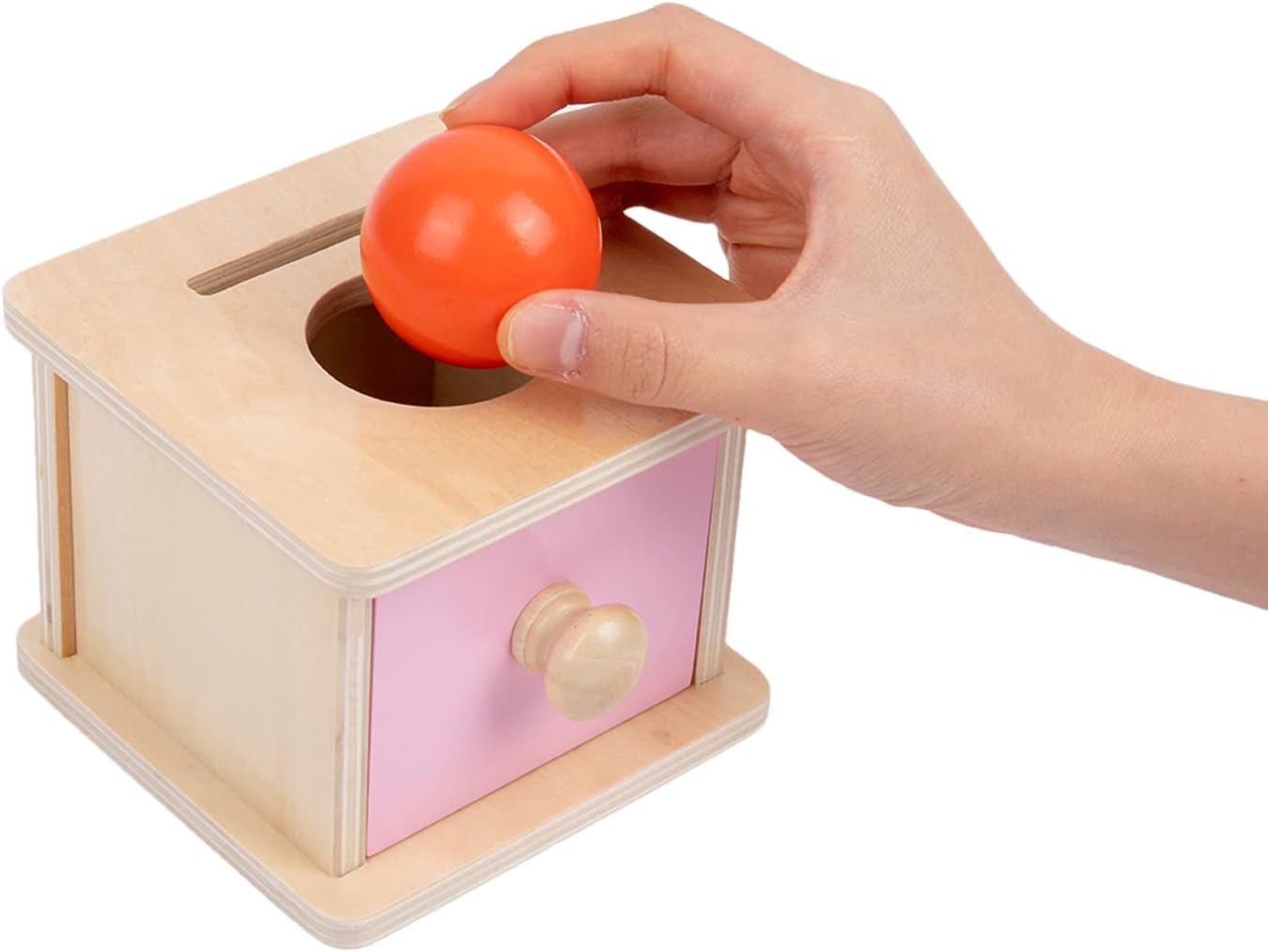 Adena Montessori Coin Box -Natural Wood Double-Sided Object Permanence Box Toy for 1-Year-Old Babies, Wooden Montessori Developmental Toy for 6-12 Month, Early Learning Gift