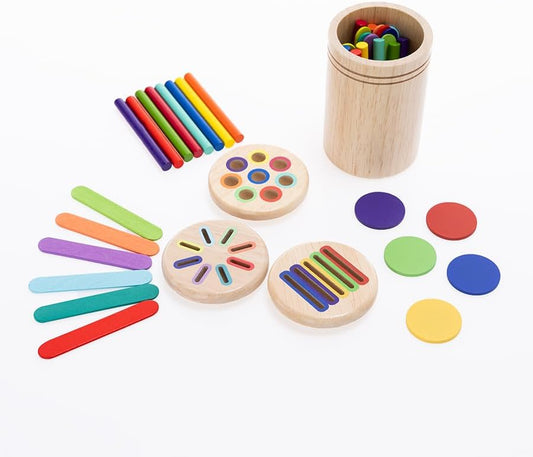 Fat Brain Toys 3 in1 Learning Fine Motor Skill Toy - 3-in-1 Sorting Cup Early Learning Toys for Ages 3 to 6