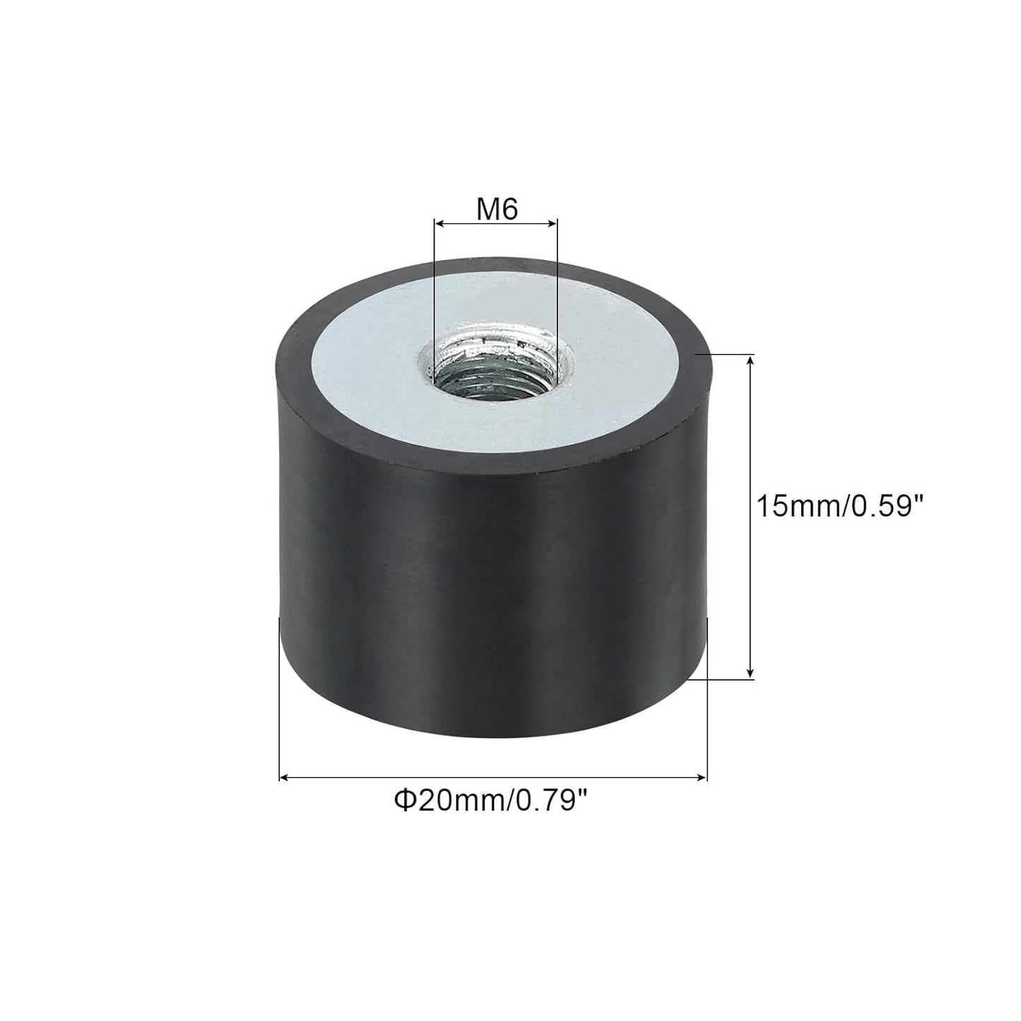 uxcell 4Pcs 20 x 10mm M6 Female Thread Rubber Mounts, Vibration Isolator, Replaces Anti Vibration Pads Flat Silent Block Base Block