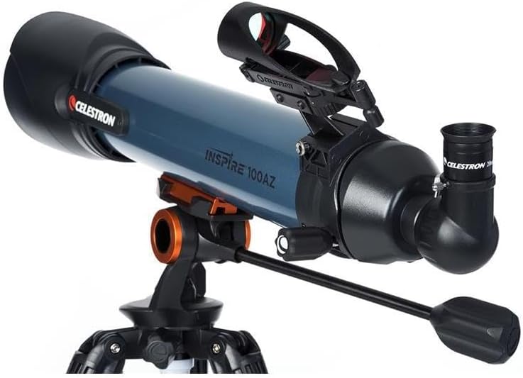 Celestron Inspire 100AZ Refractor Telescope with Built-in Smartphone Adapter, Blue