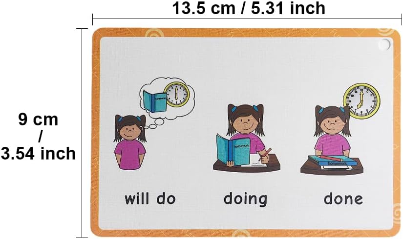 Lilias Irregular Past Tense Verbs English Grammar Double-Side Learning Flash Cards - 24 Card Set for Homeschool, Preschool, Primary School, ESL, Autism, Vocabulary Building
