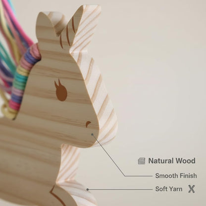 Eray Wooden Unicorn Lacing Montessori braiding Toys for Kids DIY Toy Plane Activities Car Travel Toy Educational Learning Threading for Fine Motor Skills