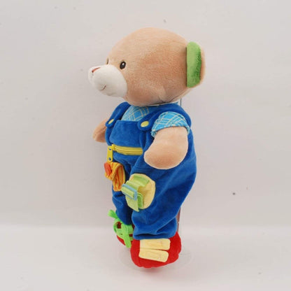 Linzy Personalized 16’’ Soft Educational Teddy Bear with Removable Outfit – Plush Learning Toy with Buttons Zippers Snaps for Toddlers Kids – Fine Motor Skills, Problem Solving Practice