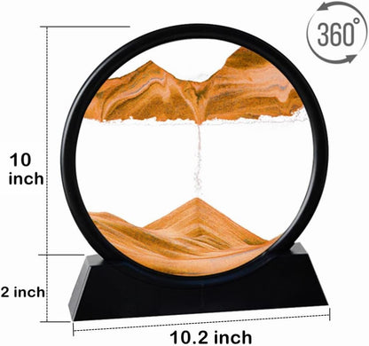 Arthink Moving Sand Art Picture in Motion Round Glass 3D Deep Sea Landscape, Dynamic Sand Art Sandscapes, Sensory Relaxing Desktop