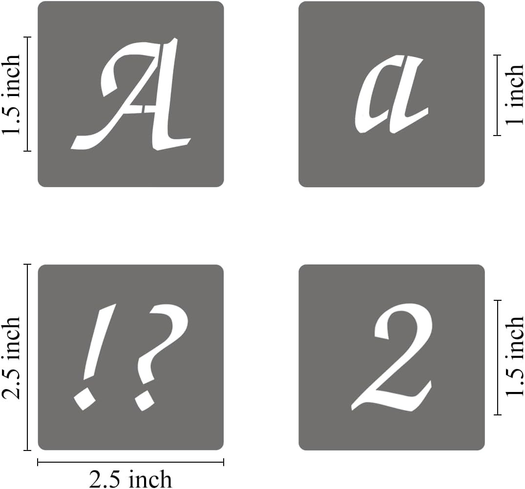 2.5 Inch Alphabet Letter Stencils - 70 Pack Letter Number Stencil Templates with Signs for Painting on Wood, Reusable Calligraphy Letters Stencils for Chalkboard Fabric Wood Signs