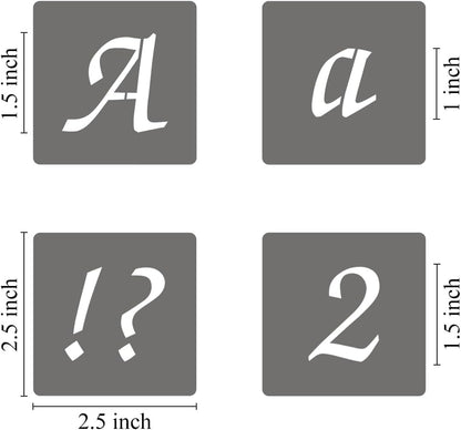 2.5 Inch Alphabet Letter Stencils - 70 Pack Letter Number Stencil Templates with Signs for Painting on Wood, Reusable Calligraphy Letters Stencils for Chalkboard Fabric Wood Signs