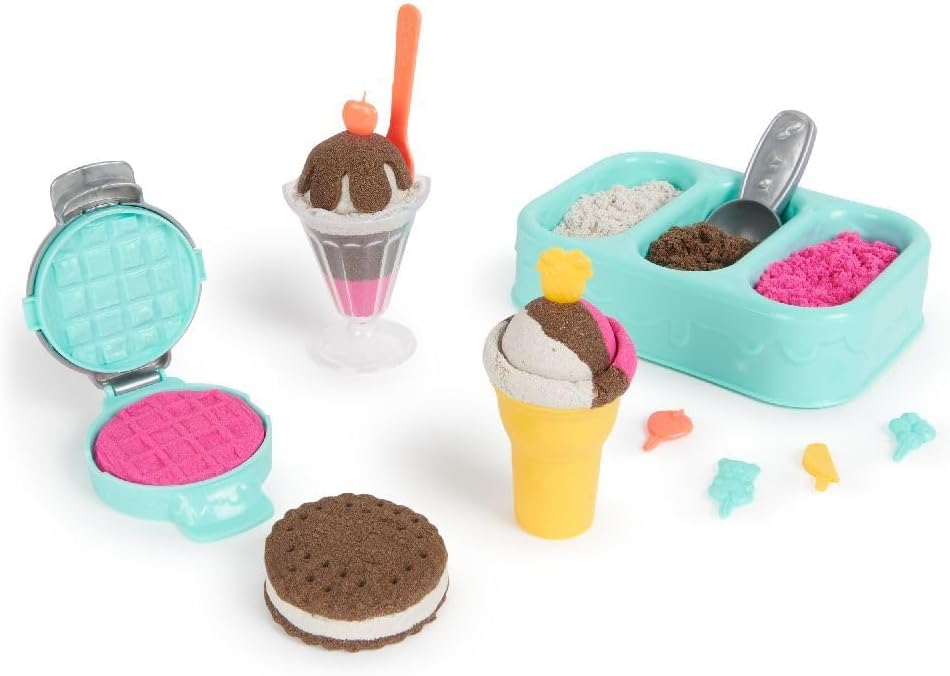 Kinetic Sand Sable Magique - Ice Cream Delices Set 454 g + 6 Tools - Create Different Hypnotizing Shapes with This Magic Sand Like Modeling Dough - Children's Toy 3 Years and Above